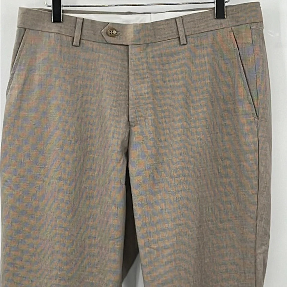 ZNT18 Flat Front Suit Pants in Brown Check - NWOT - Size 35 - Picture 2 of 4